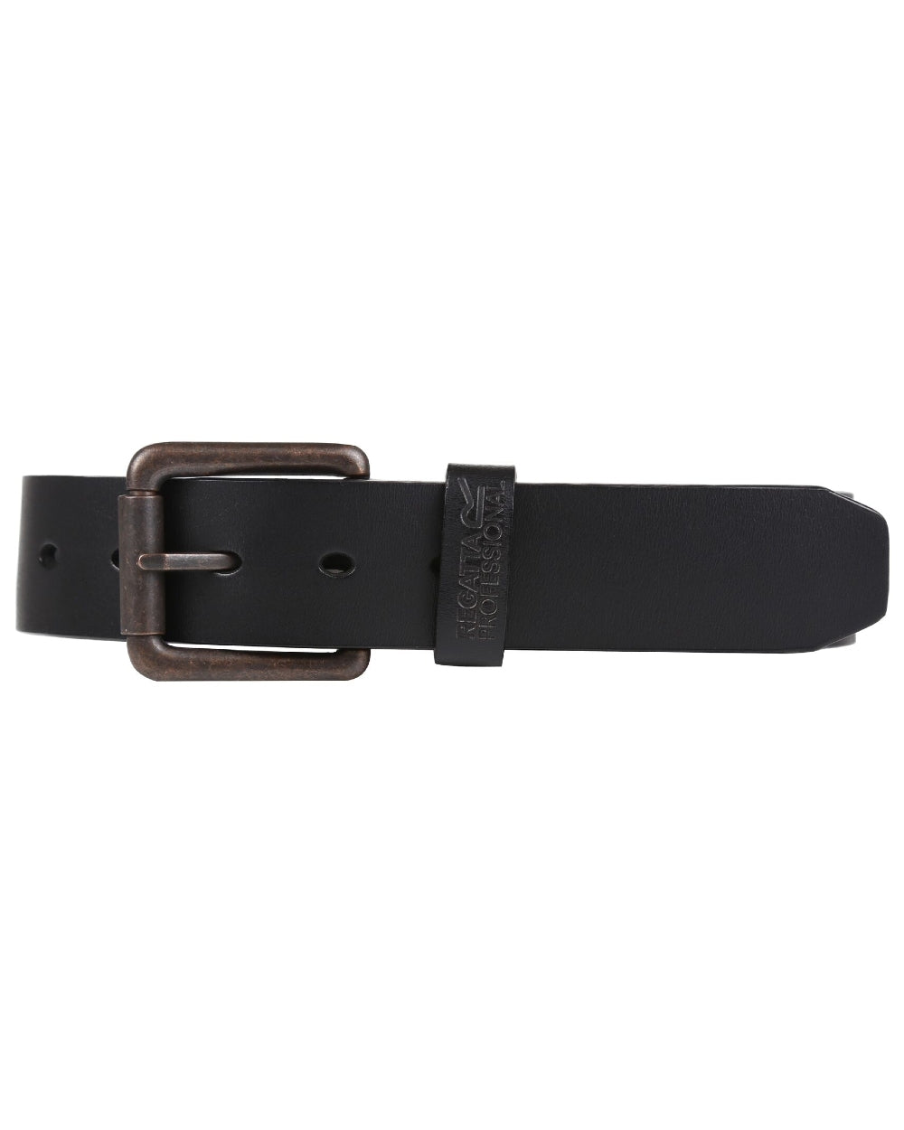 Black coloured Regatta Professional Leather Belt on white background 