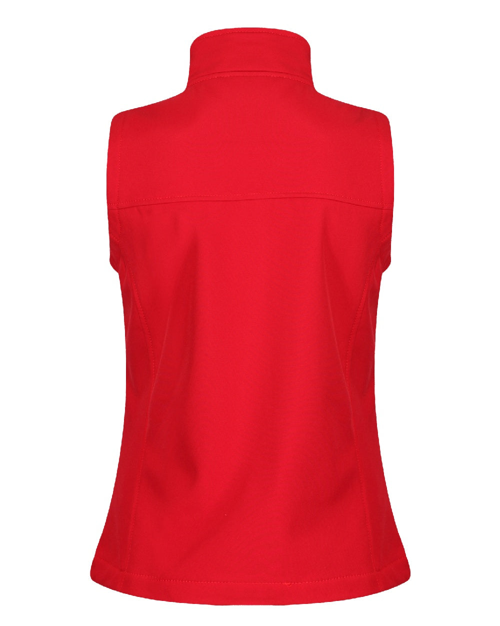 Classic Red coloured Regatta Professional Womens Flux Softshell Bodywarmer on beige background 
