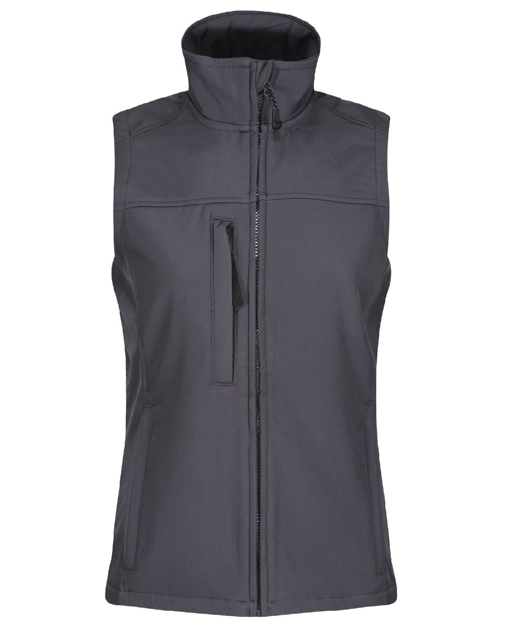 Seal Grey coloured Regatta Professional Womens Flux Softshell Bodywarmer on white background 