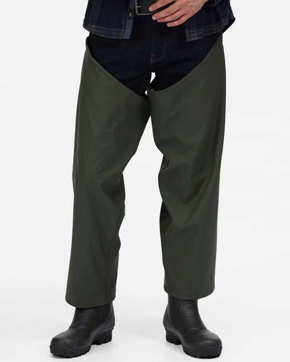 Olive coloured Regatta Stormflex Chaps on white background 