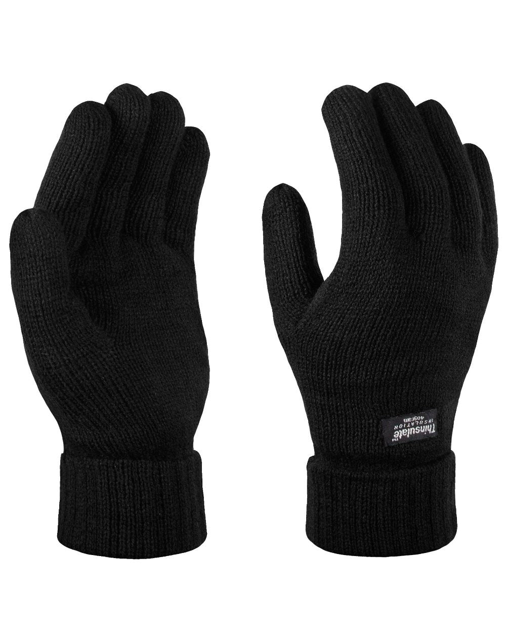 Black coloured Regatta Thinsulate Acrylic Gloves on white background