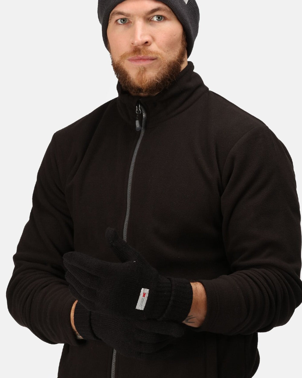 Black coloured Regatta Thinsulate Acrylic Gloves on white background