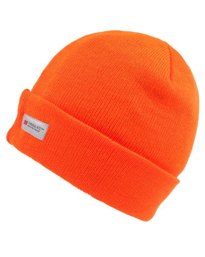 Fluro Orange coloured Regatta Thinsulate Acrylic Hat on white background 