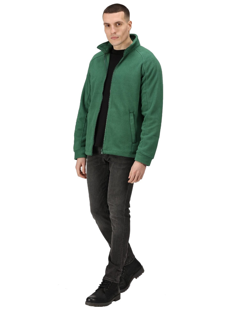 Bottle Green coloured Regatta Thor III Fleece on white background 