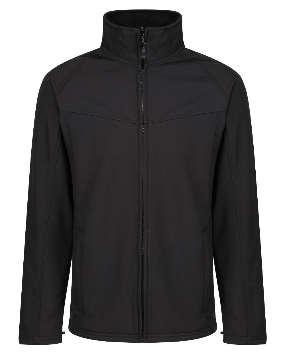 All Black coloured Regatta Uproar Softshell Jacket on white background 