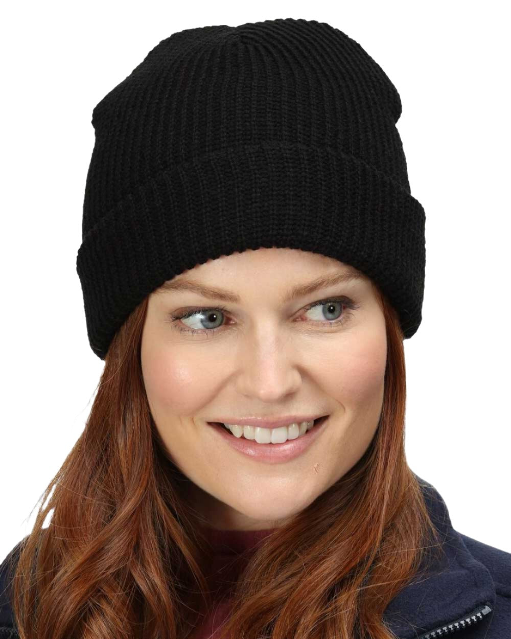 Black coloured Regatta Watch Hat on white background 