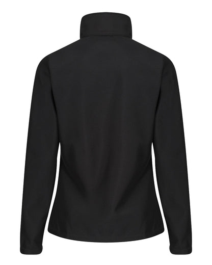 Black Classic Red coloured Regatta Womens Ablaze Printable Softshell Jacket on white background 