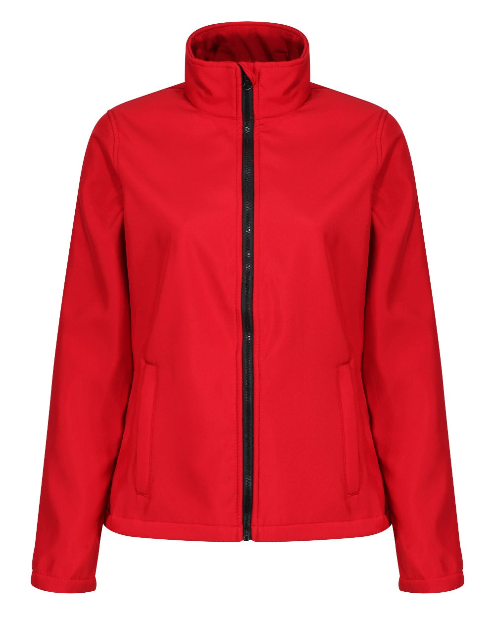 Classic Red Black coloured Regatta Womens Ablaze Printable Softshell Jacket on white background 