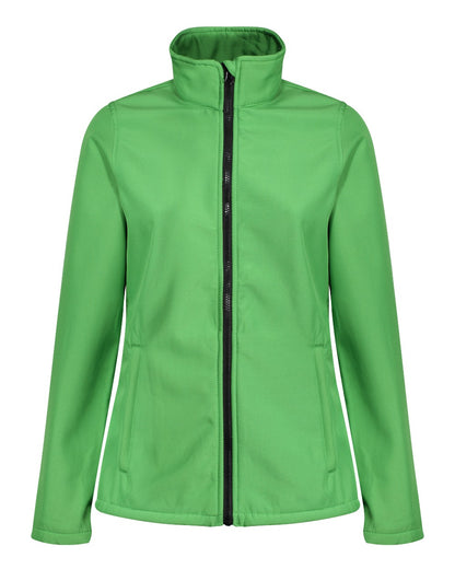 Extreme Green Black coloured Regatta Womens Ablaze Printable Softshell Jacket on white background 
