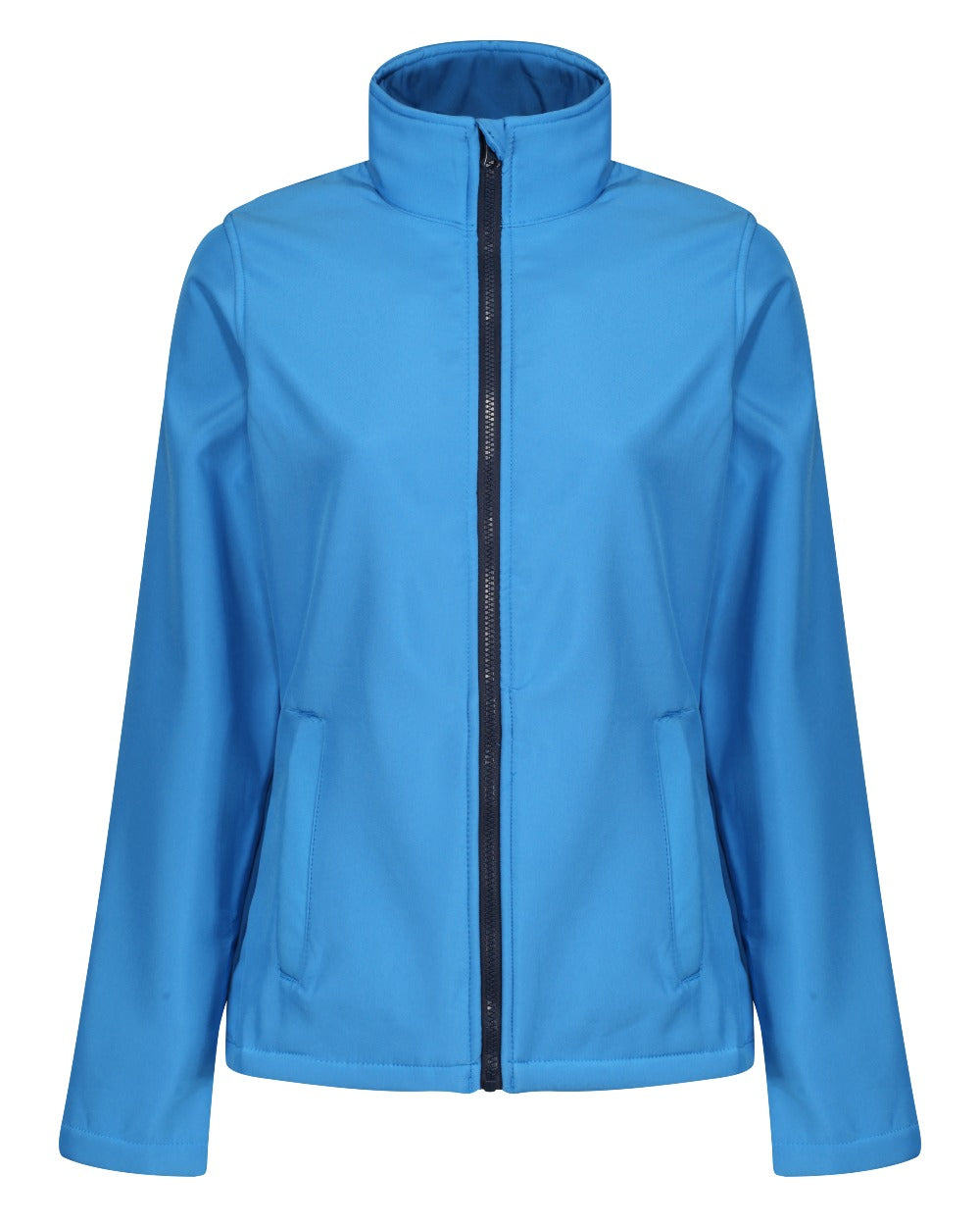 French Blue Navy coloured Regatta Womens Ablaze Printable Softshell Jacket on white background 