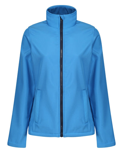 French Blue Navy coloured Regatta Womens Ablaze Printable Softshell Jacket on white background 
