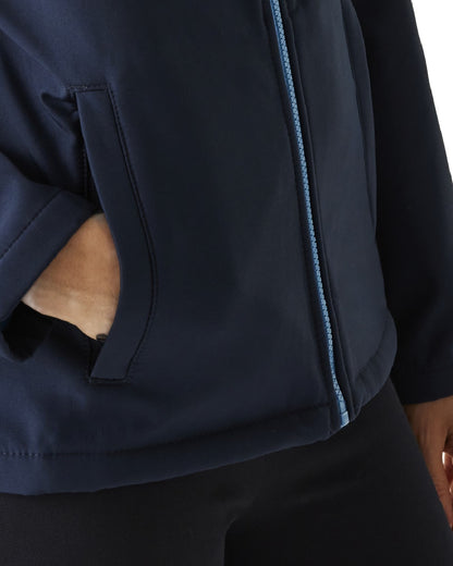 Navy French Blue coloured Regatta Womens Ablaze Printable Softshell Jacket on white background 