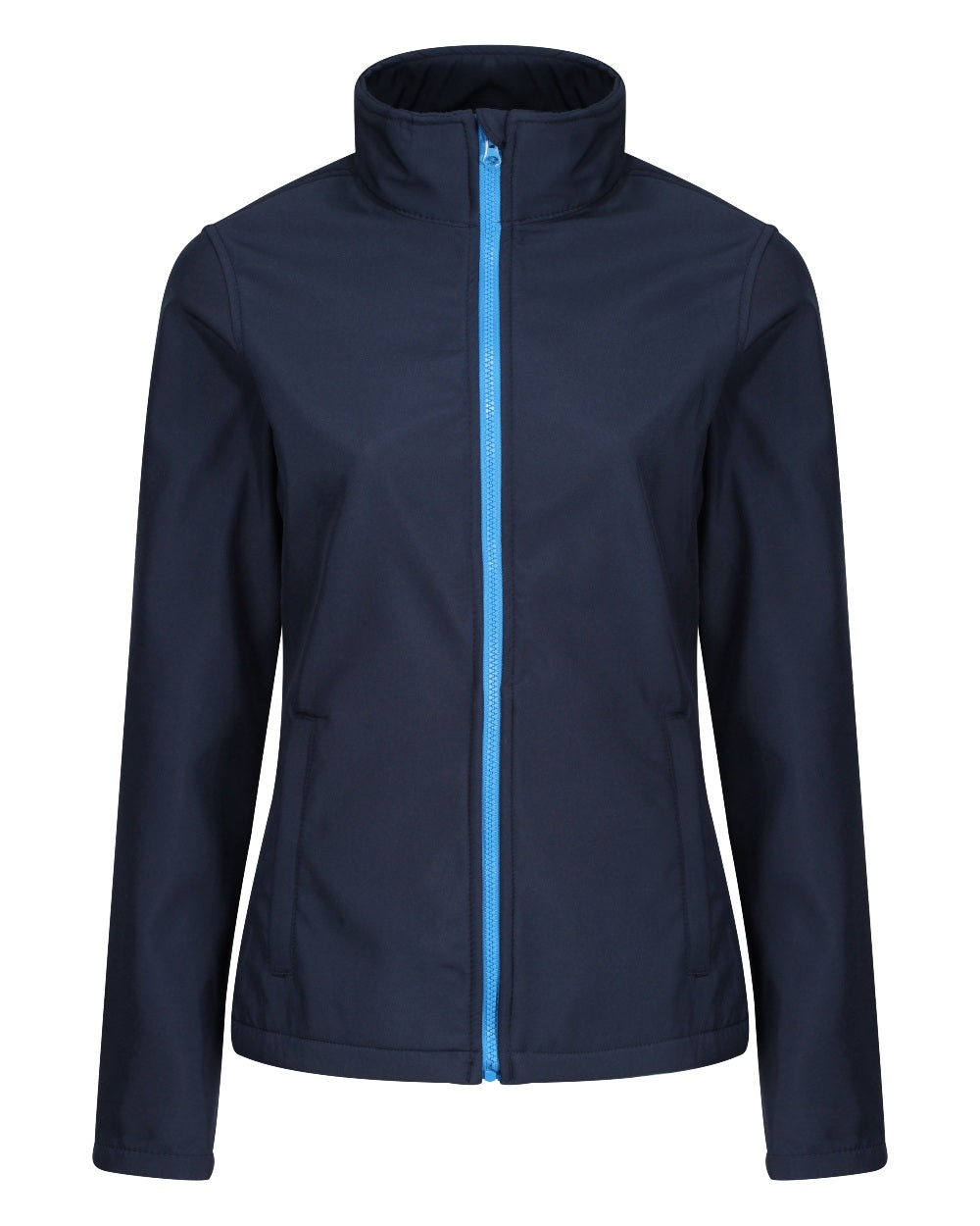 Navy French Blue coloured Regatta Womens Ablaze Printable Softshell Jacket on white background 