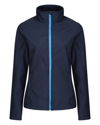 Navy French Blue coloured Regatta Womens Ablaze Printable Softshell Jacket on white background 