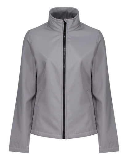 Rock Grey Black coloured Regatta Womens Ablaze Printable Softshell Jacket on white background 