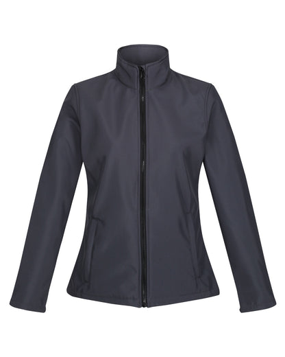 Seal Grey Black coloured Regatta Womens Ablaze Printable Softshell Jacket on white background 