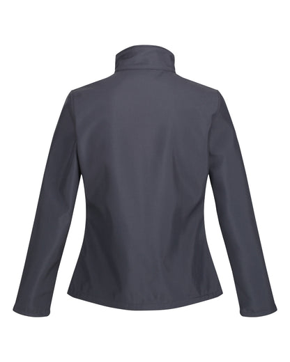 Seal Grey Black coloured Regatta Womens Ablaze Printable Softshell Jacket on white background 