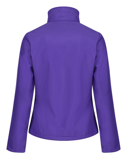 Vibrant Purple Black coloured Regatta Womens Ablaze Printable Softshell Jacket on white background 