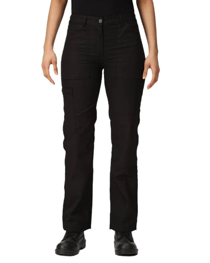 Black coloured Regatta Womens New Action II Trousers on white background 