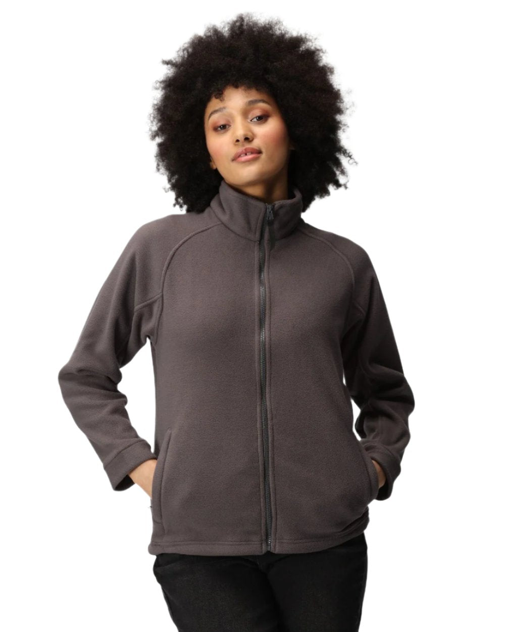 Seal Grey coloured Regatta Womens Thor III Fleece on white background 