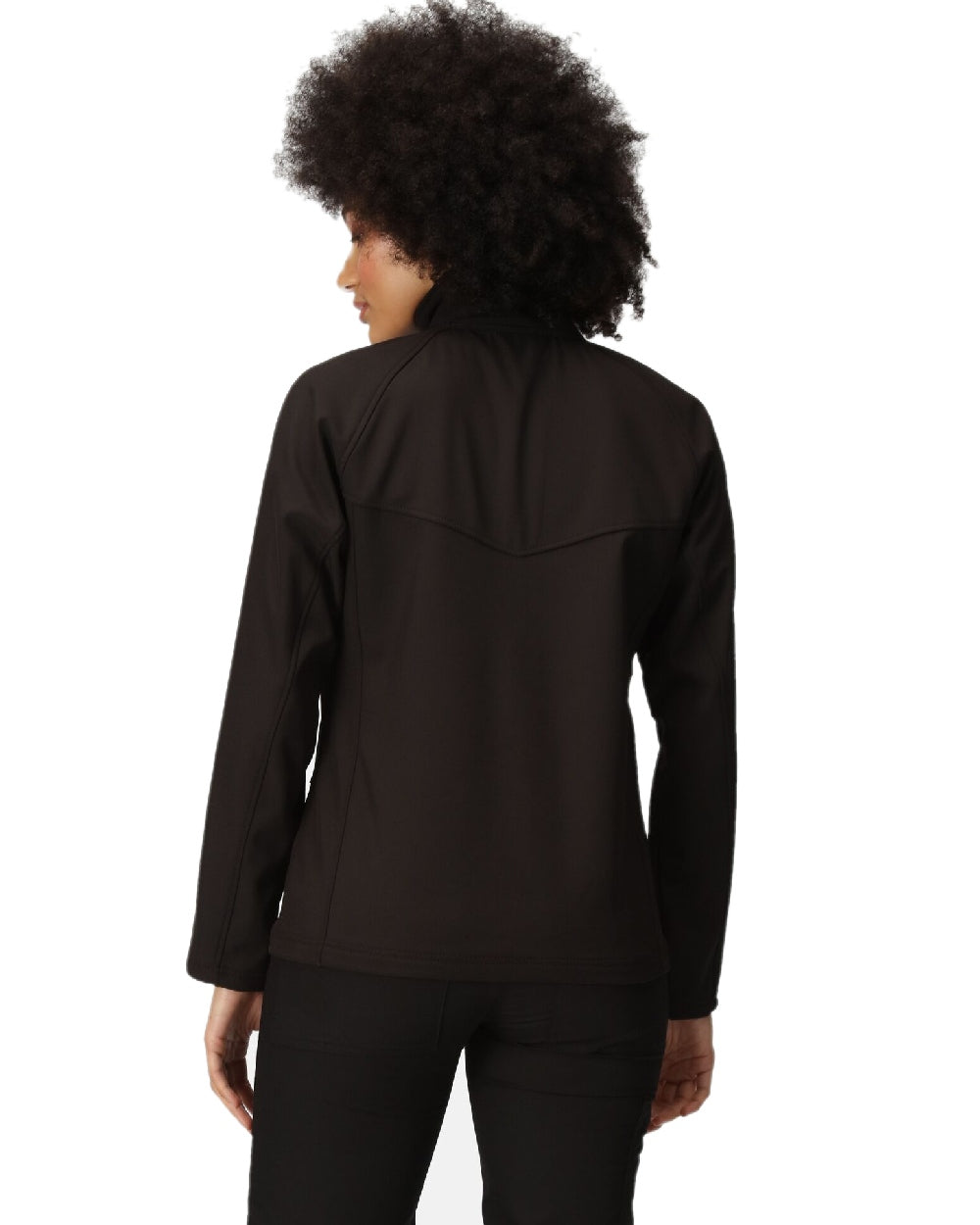 Black coloured Regatta Womens Uproar Softshell Jacket on white background 