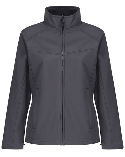 Seal Grey coloured Regatta Womens Uproar Softshell Jacket on white background 