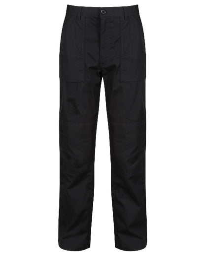 Black coloured Regatta Mens Multi Pocket Action Trousers Short Leg on white background 