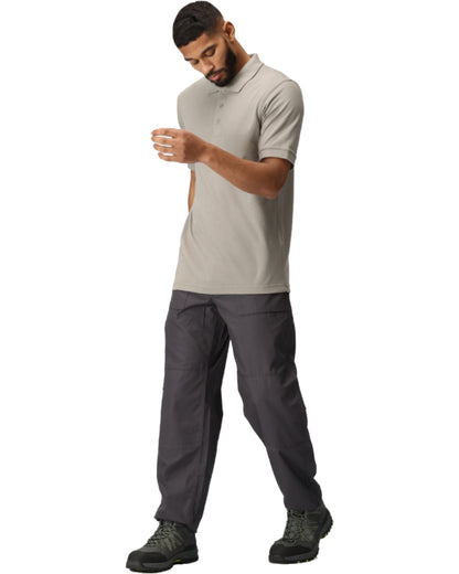 Dark Grey coloured Regatta Mens Multi Pocket Action Trousers Short Leg on white background 