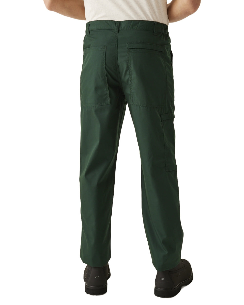 Green coloured Regatta Mens Multi Pocket Action Trousers Short Leg on white background 