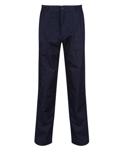 Navy coloured Regatta Mens Multi Pocket Action Trousers Short Leg on white background 
