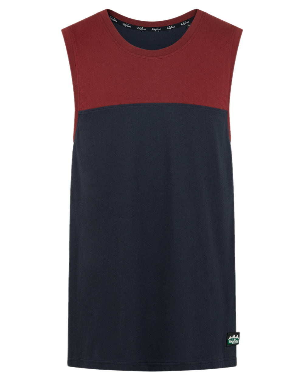 Navy Multi coloured Ridgeline Backslider Singlet Top on white background