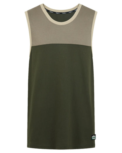 Olive Multi coloured Ridgeline Backslider Singlet Top on white background 