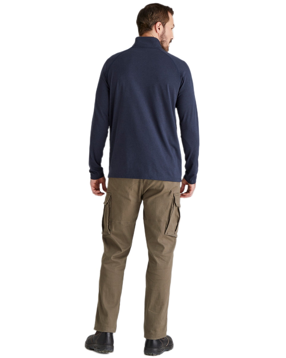 Navy Marl Coloured Ridgeline Baseline Pull On Zip Top on white background 