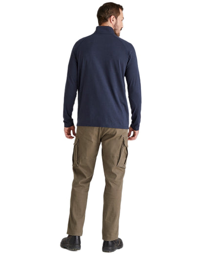 Navy Marl Coloured Ridgeline Baseline Pull On Zip Top on white background 