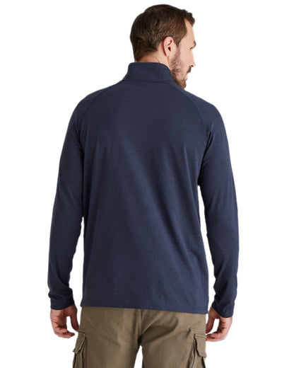 Navy Marl Coloured Ridgeline Baseline Pull On Zip Top on white background 