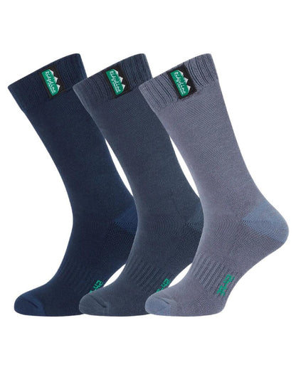 Navy Multi Coloured Ridgeline Cotton Work Socks Mid Length On A White Background 