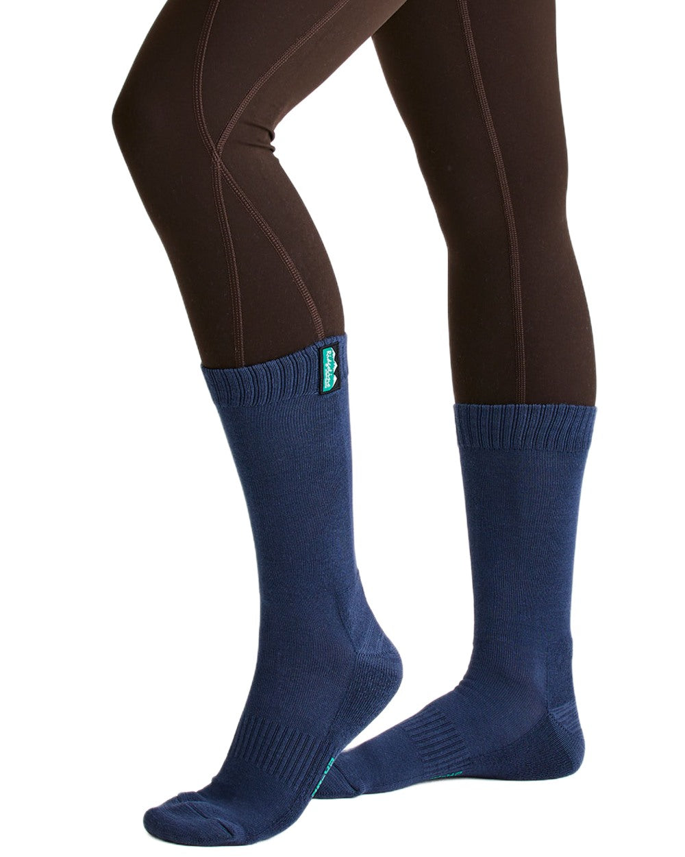 Navy Multi Coloured Ridgeline Cotton Work Socks Mid Length On A White Background 