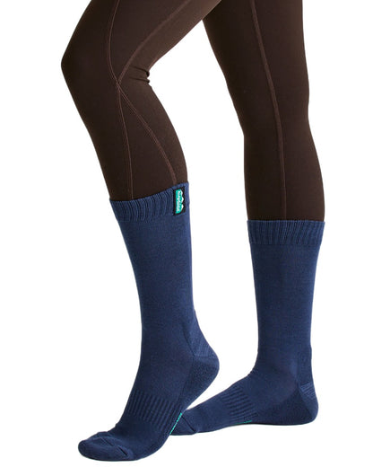 Navy Multi Coloured Ridgeline Cotton Work Socks Mid Length On A White Background 