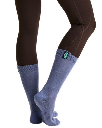 Navy Multi Coloured Ridgeline Cotton Work Socks Mid Length On A White Background 