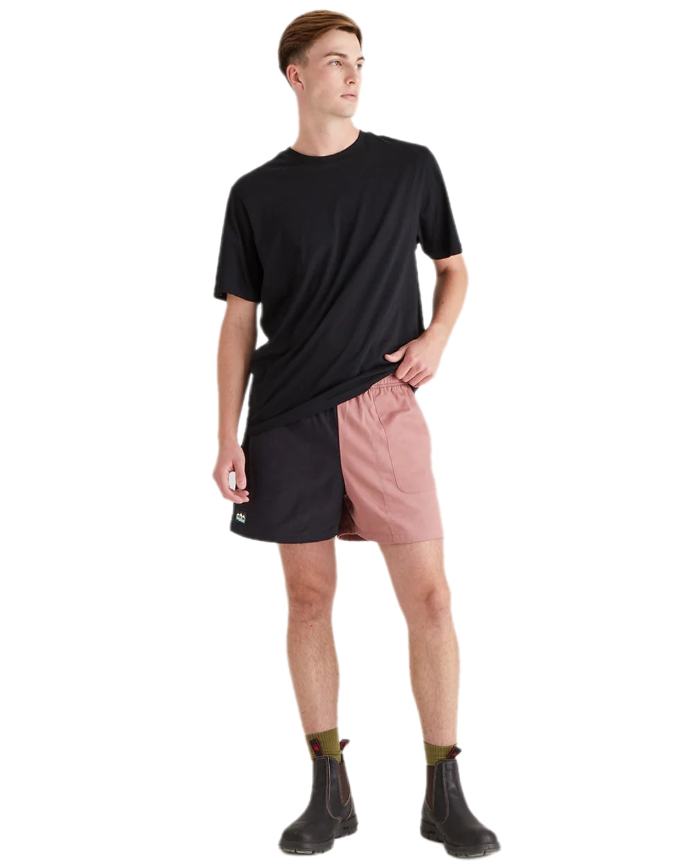 Black Dusky Pink Coloured Ridgeline Hose Down Shorts on white background 