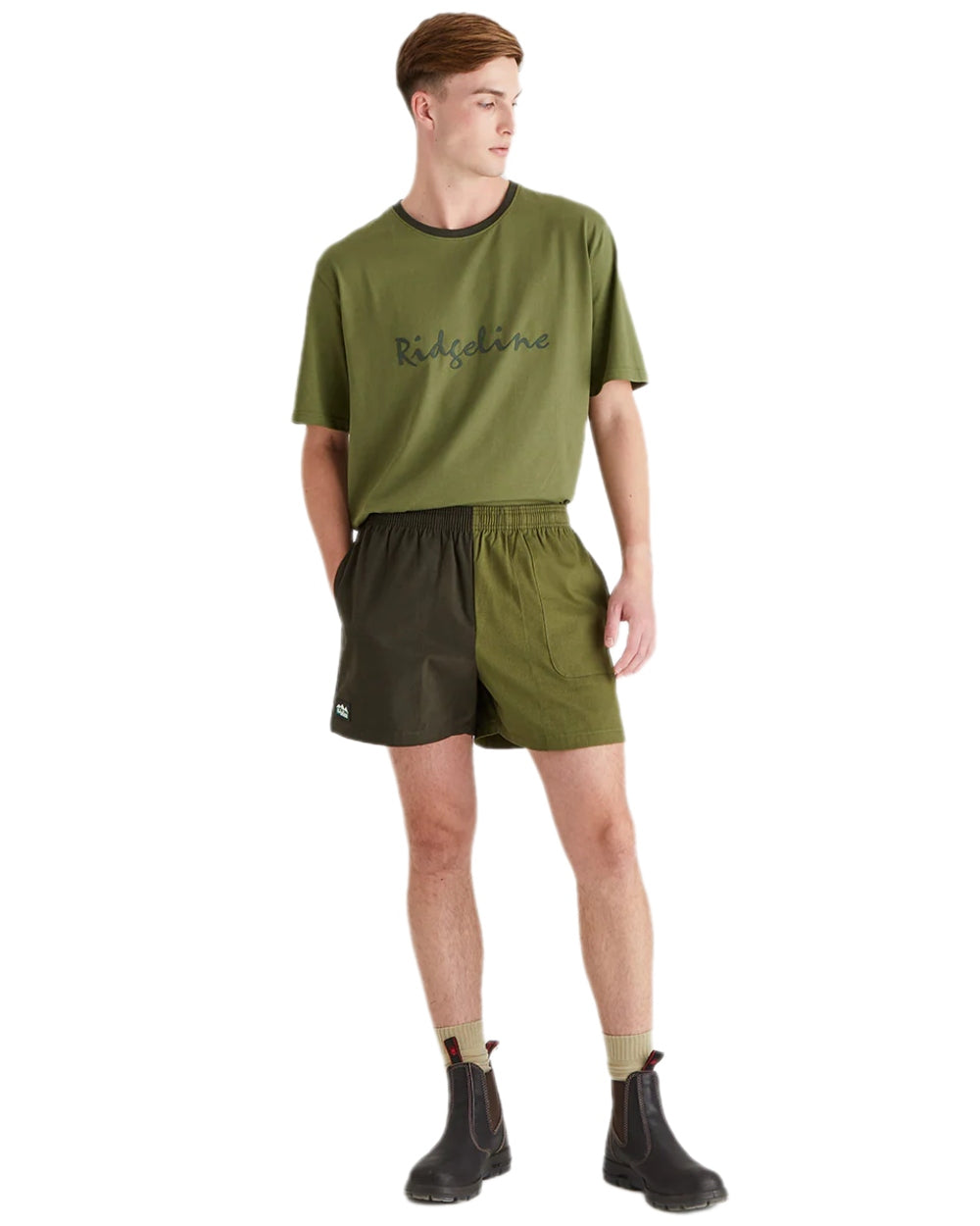 Deep Forest Fern Green Coloured Ridgeline Hose Down Shorts on white background 