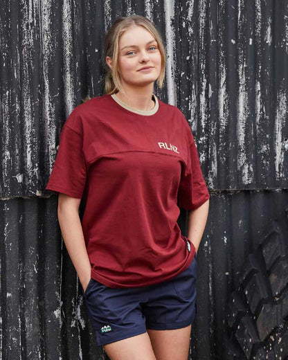 Navy coloured Ridgeline Hose Down Shorts on black wall background 