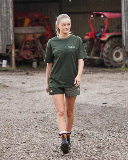 Olive coloured Ridgeline Hose Down T-Shirt on street background 