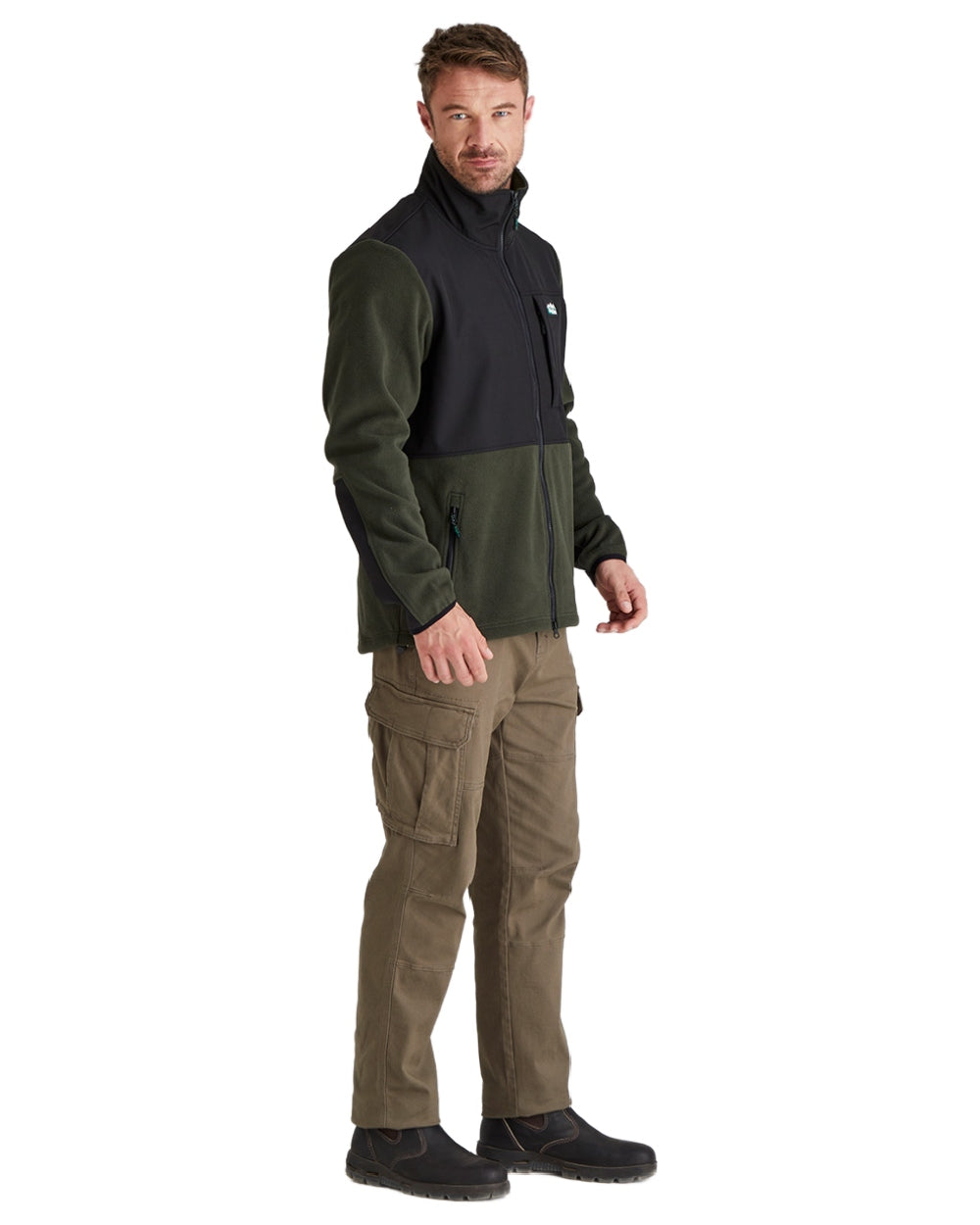 Deep Forest Black coloured Ridgeline Hybrid Fleece Jacket on white background 