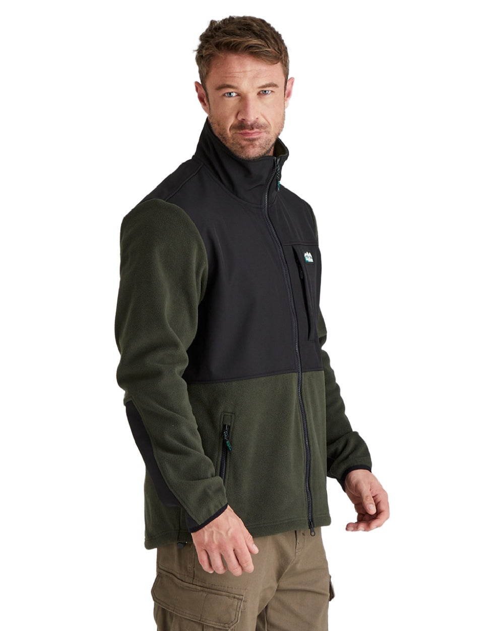 Deep Forest Black coloured Ridgeline Hybrid Fleece Jacket on white background 