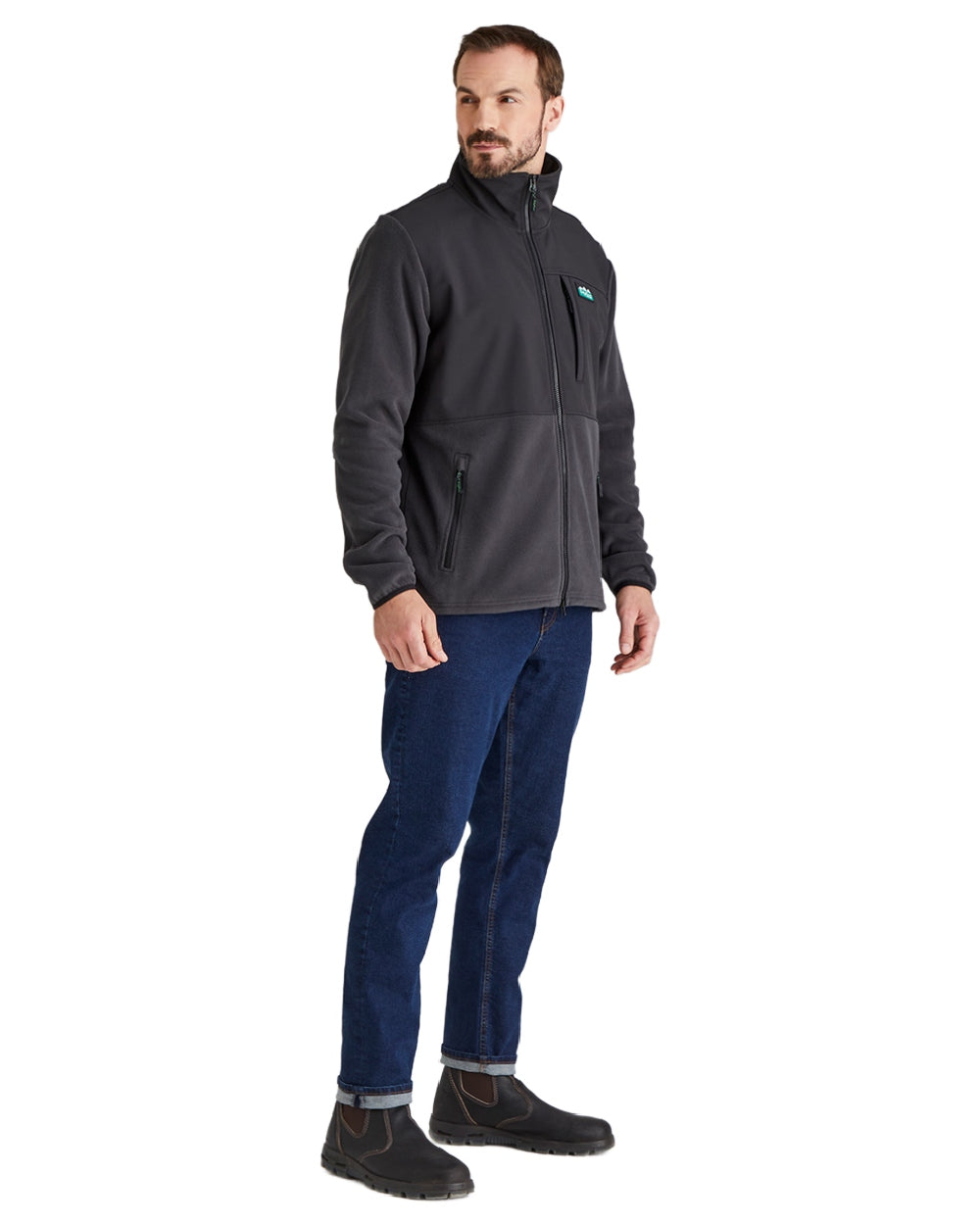 Shale coloured Ridgeline Hybrid Fleece Jacket on white background 