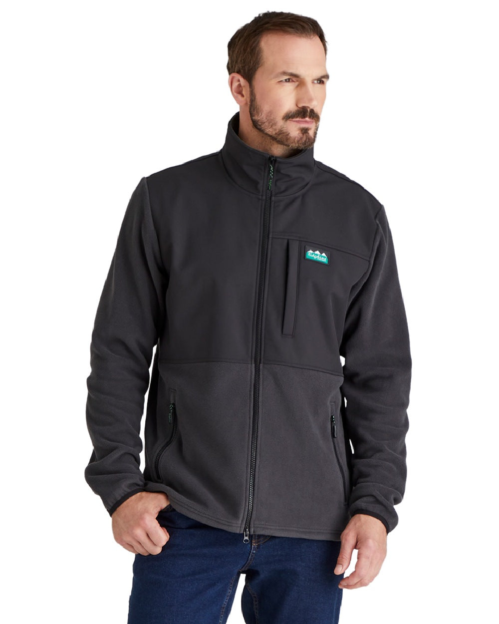 Shale coloured Ridgeline Hybrid Fleece Jacket on white background 