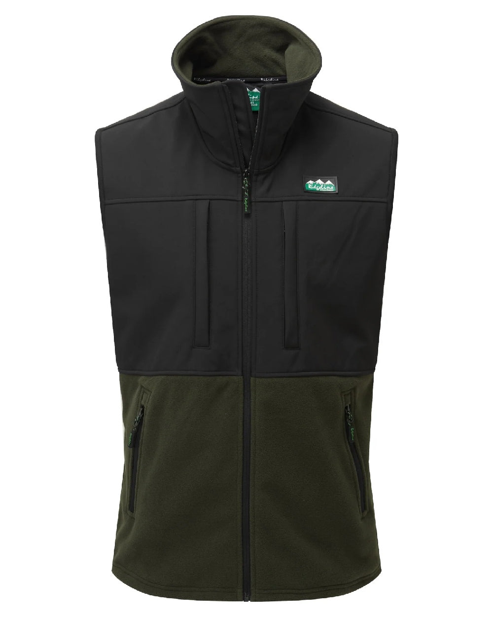 Olive coloured Ridgeline Hybrid Fleece Vest on white background 