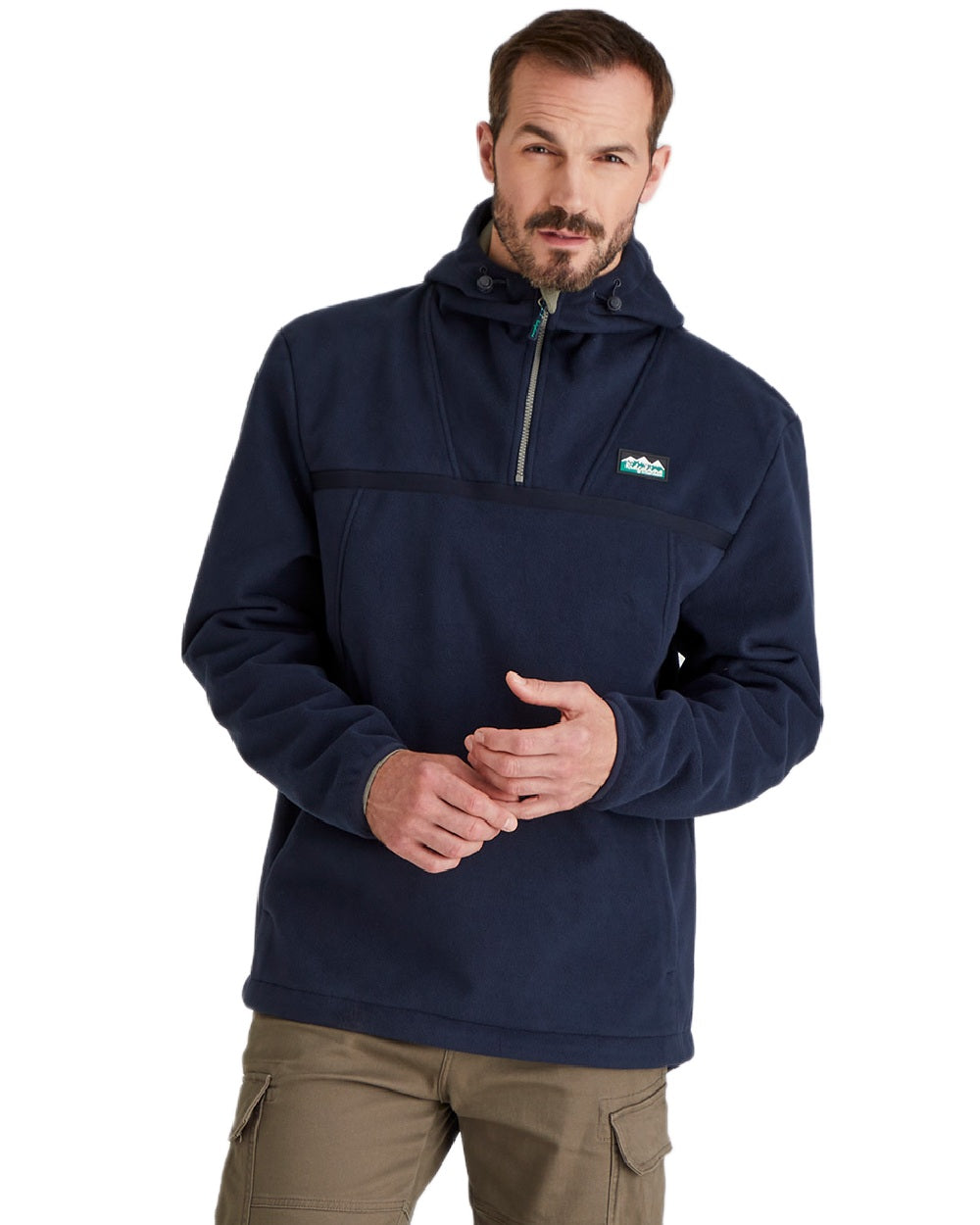 Navy Coloured Ridgeline Kodiak Fleece Smock on white background 