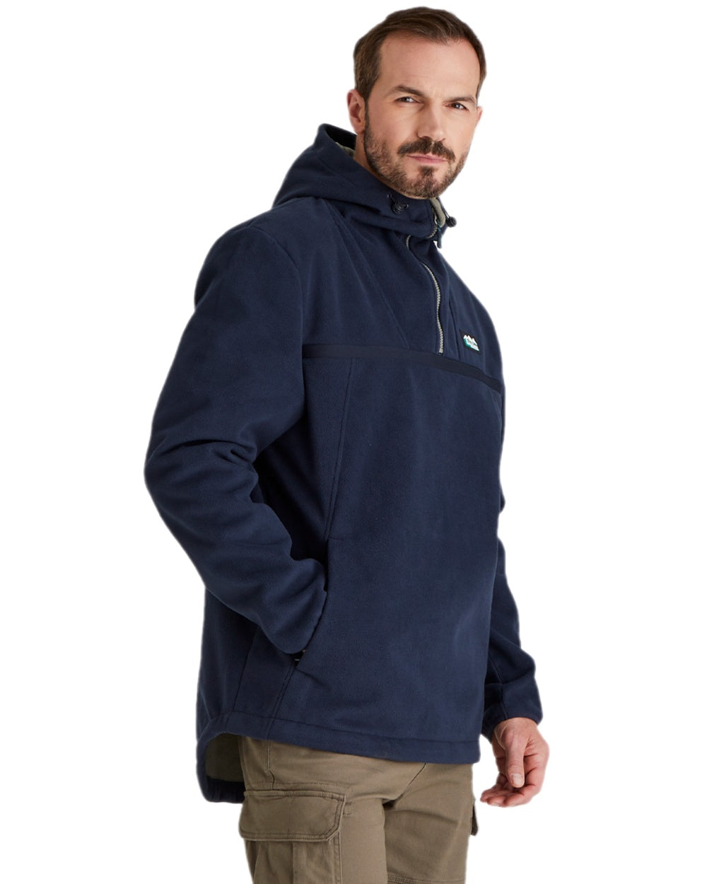 Navy Coloured Ridgeline Kodiak Fleece Smock on white background 
